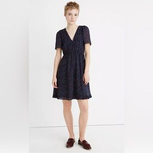 Madewell Flutter-Sleeve Ruffle-Hem Dress in Sugar Dot